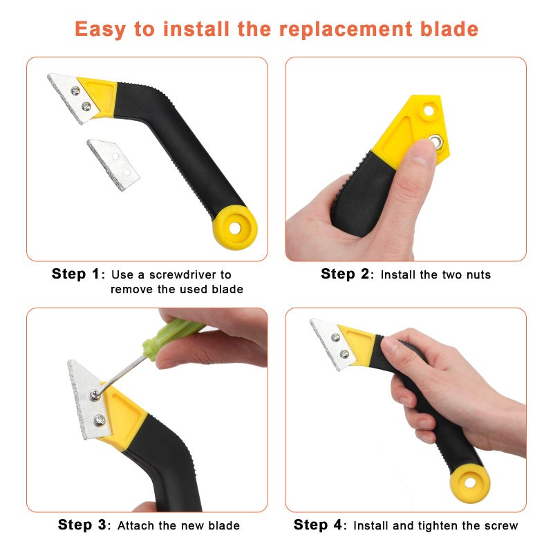 Coitak Tile Grout Saw Angled Grout Saw with 3 Pieces Extra Blades Replacement, Grout Removal Tool for Tile Cleaning - Image 5